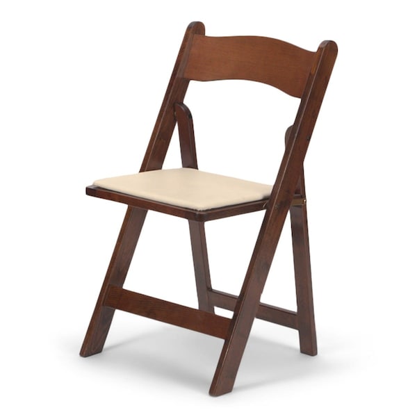 Atlas Commercial Products Wood Folding Chair, Fruitwood with Ivory Pad WFC5FWIP - main